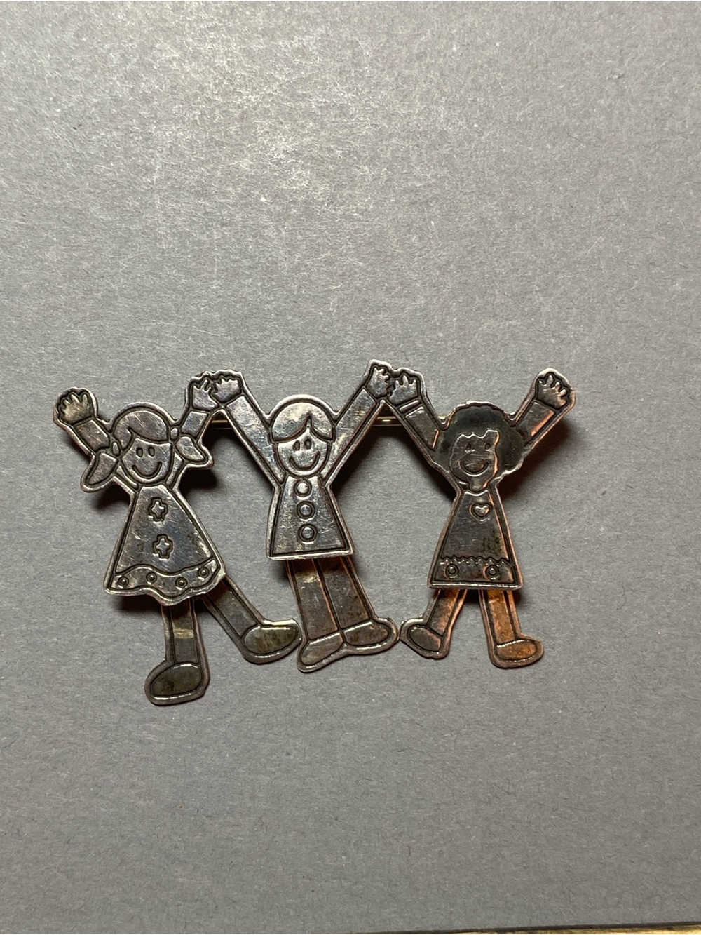 Vintage  sterling silver child boy girl with moving dangling leg brooch pin